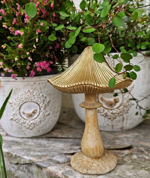 Béžovo-hnedá dekorácia huba Mushroom - 11*9*15 cm - Clayre & Eef