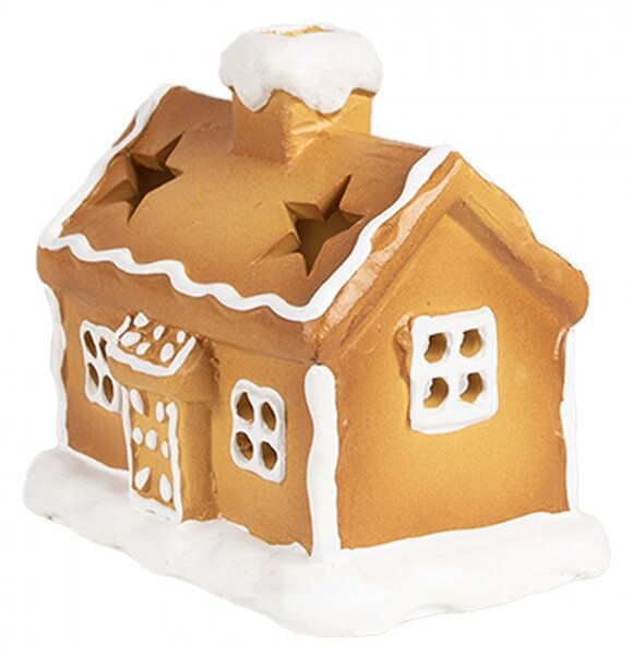 Keramický svietnik perníková chalúpka Gingerbread House - 11 * 8 * 10 cm - Clayre & Eef