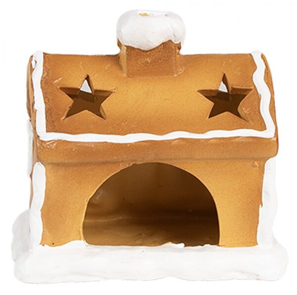 Keramický svietnik perníková chalúpka Gingerbread House - 11 * 8 * 10 cm - Clayre & Eef
