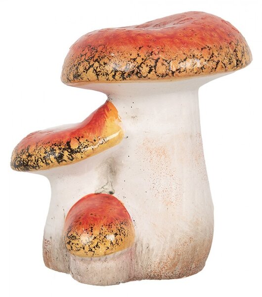 Bielo-červená keramická dekorácia huba Muchotrávka - 10*9*12 cm - Clayre & Eef