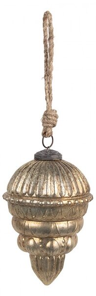 Zlatá sklenená vianočná ozdoba M - Ø 10*14 cm - Clayre & Eef