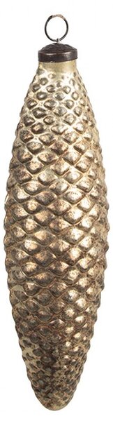 Zlatá sklenená vianočná ozdoba v tvare šišky L - Ø 7*6*22 cm - Clayre & Eef