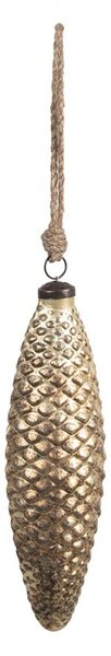 Zlatá sklenená vianočná ozdoba v tvare šišky L - Ø 7*6*22 cm - Clayre & Eef