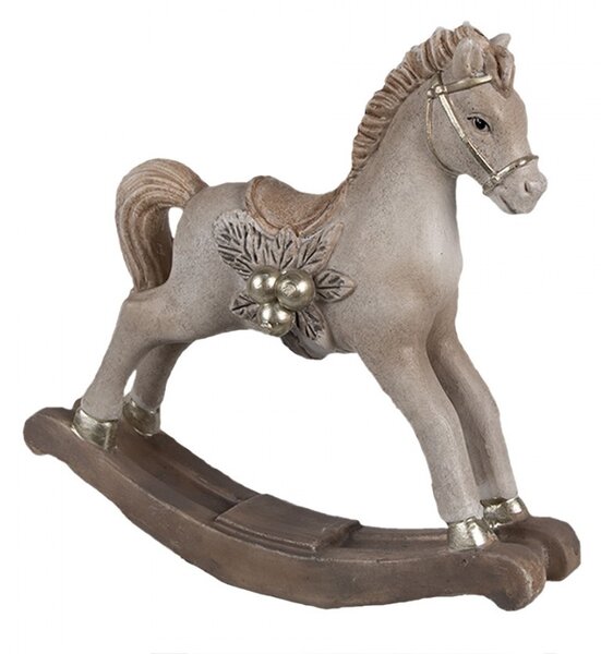 Dekorácia béžový hojdací koník - 17*5*16 cm - Clayre & Eef