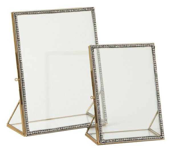 Zlatý kovový fotorámik s kamienkami Jewel L - 15*20 cm - J-Line by Jolipa