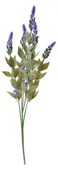 Dekorácia zelená umelá rastlina s fialovými kvietkami - 10*6*62 cm - Clayre & Eef