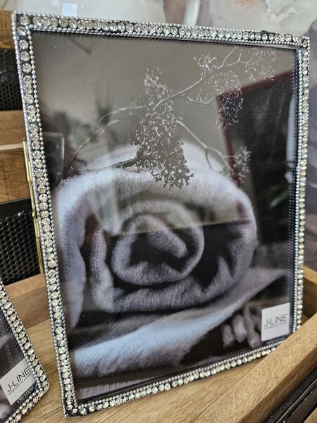 Zlatý kovový fotorámik s kamienkami Jewel XL - 20*25 cm - J-Line by Jolipa