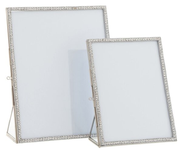 Strieborný kovový fotorámik s kamienkami Jewel XL - 20*25 cm - J-Line by Jolipa