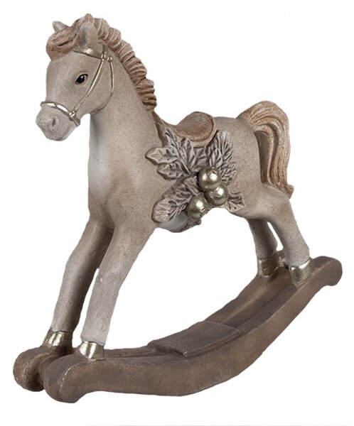 Dekorácia béžový hojdací koník - 17*5*16 cm - Clayre & Eef