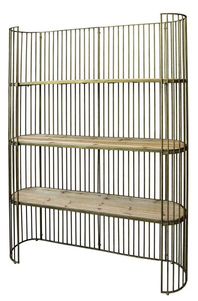 Mosadzný antik kovový regál/ knižnica s policami Monnio - 167*38*186 cm - Chic Antique
