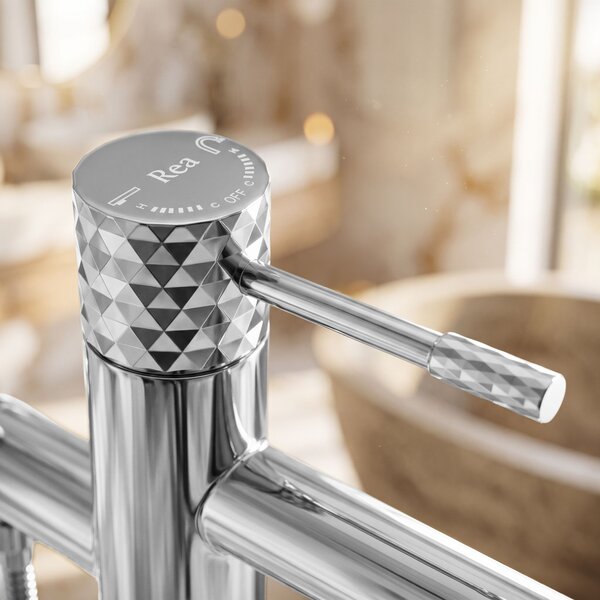 Rea Lungo Diamond, voľne stojaca vaňová batéria, chrómová, REA-B2250