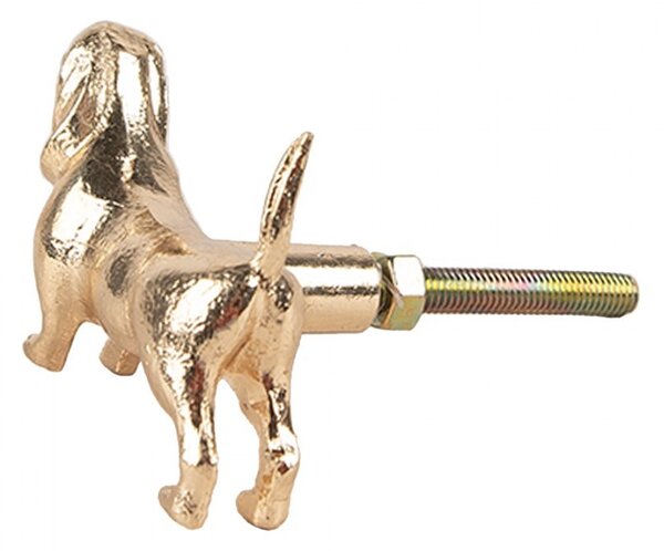 Zlatá kovová úchytka jazvečík Dachshund - 6*4*4 cm / S3 cm - Clayre & Eef