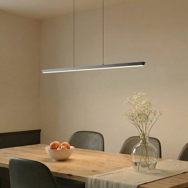 Lucande LED závesné svietidlo Solvar, 117 cm, čierna, stmievateľné, Čierna, Obývacia izba / jedáleň, kov, Moderný