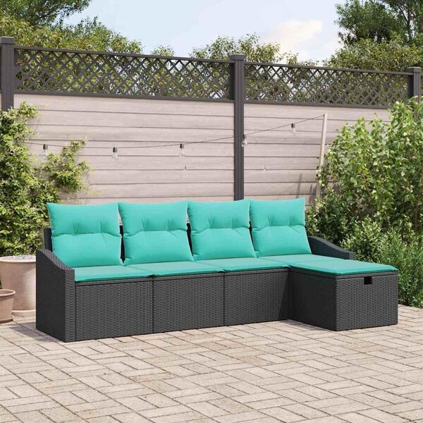 Maison Exclusive - Sedacia súprava s vankúšmi s úložným priestorom Čierna Poly-rattan