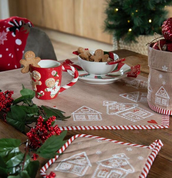 6ks hnedý obrúsok s perníkovými chalúpkami Gingerbread Bliss - 40*40cm - Clayre & Eef