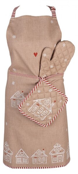Hnedá kuchynská zástera s perníkovými chalúpkami Gingerbread Bliss - 70*85cm - Clayre & Eef