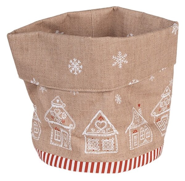 Košík na pečivo s perníkovými chalúpkami Gingerbread Bliss - Ø 15*16 cm - Clayre & Eef