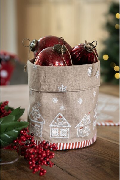 Košík na pečivo s perníkovými chalúpkami Gingerbread Bliss - 35*35*8 cm - Clayre & Eef