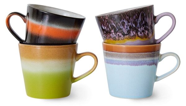Set 4ks retro hrnček na Cappuccino 70s Solid - Ø 9,5 * 12 * 8,5 / 300 ml - HKLIVING