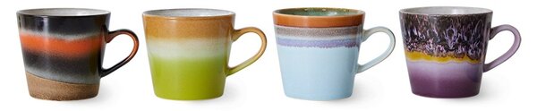Set 4ks retro hrnček na Cappuccino 70s Solid - Ø 9,5 * 12 * 8,5 / 300 ml - HKLIVING