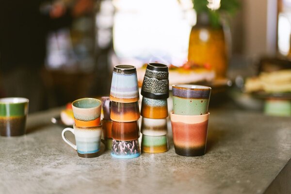 Set 4ks retro hrnček na kávu Espresso 70s Polaris - Ø 5,8 * 8cm / 80ml - HKLIVING