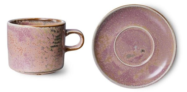 Rustikálne modrá porcelánová šálka s tanierikom Chef - Ø 8*6,5 cm / 220 ml - HKLIVING