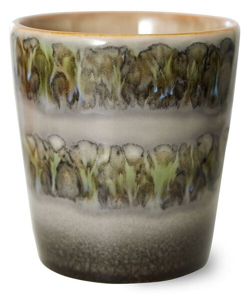 Zeleno-sivý retro hrnček na kávu Coffee 70s Fern - Ø 7,5 * 8cm / 230 ml - HKLIVING