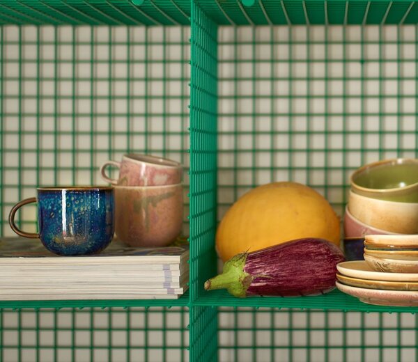 Rustikálne modrá porcelánová šálka s tanierikom Chef - Ø 8*6,5 cm / 220 ml - HKLIVING