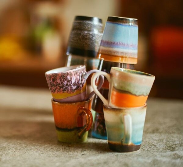 Set 4ks retro hrnček na kávu Espresso 70s Polaris - Ø 5,8 * 8cm / 80ml - HKLIVING