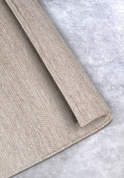 Béžový ručne tkaný koberec s prímesou vlny 80x150 cm Pradesh Linen White – Elle Decoration