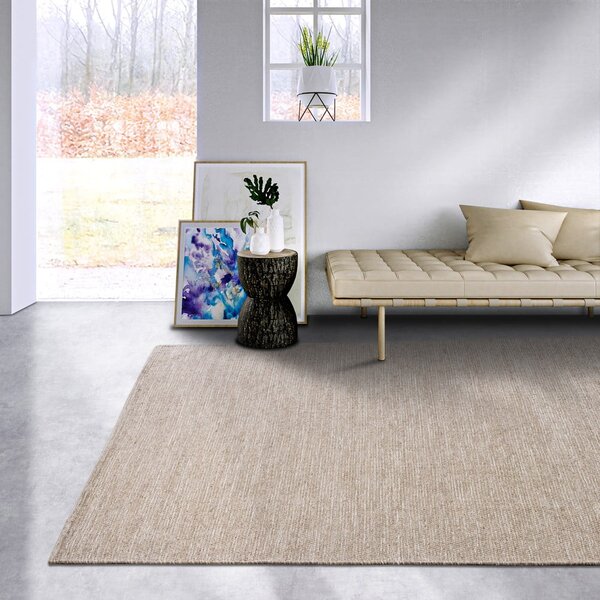 Béžový ručne tkaný koberec s prímesou vlny 80x150 cm Pradesh Linen White – Elle Decoration