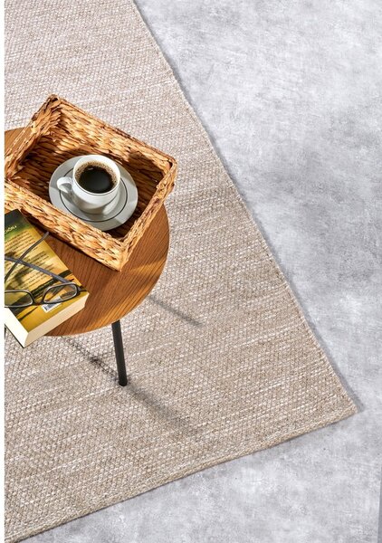 Béžový ručne tkaný koberec s prímesou vlny 80x150 cm Pradesh Linen White – Elle Decoration
