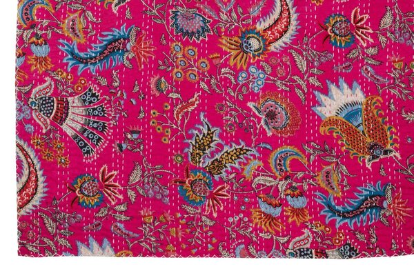 Ružový bavlnený pléd s prešívaním Beach Plaid - 180*130 cm - J-Line by Jolipa