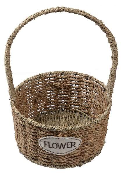 3ks pletený košík s ušami Flower - Ø 22*12/32 / Ø 19*11/27 / Ø 16*10/24 cm - Clayre & Eef