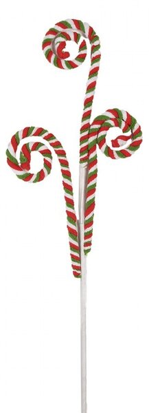 Bielo-červený vianočný zápich lízanky palice Candy - 16*1*68 cm - Clayre & Eef