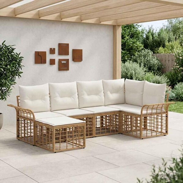 Maison Exclusive – Vonkajšia sedacia súprava, 6 kusov. Prírodný, krémovo biely polyester