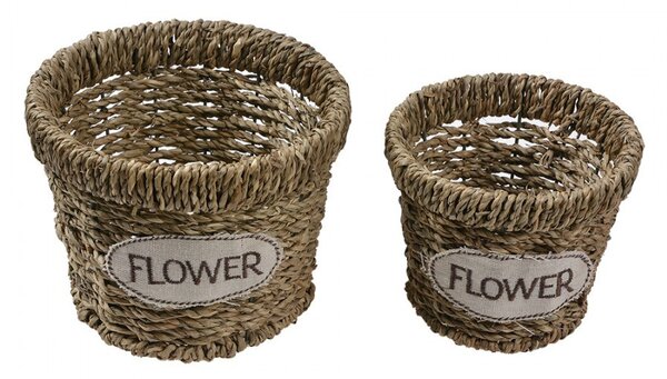 2ks pletený košík z morskej trávy Flower - Ø 16*13 / Ø 13*11 cm - Clayre & Eef
