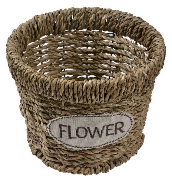 2ks pletený košík z morskej trávy Flower - Ø 16*13 / Ø 13*11 cm - Clayre & Eef