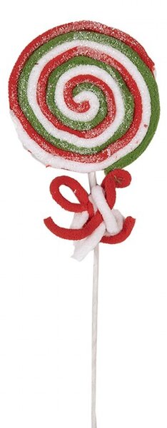 Bielo-červený vianočný zápich lízanky Lollipop - 10*1*42 cm - Clayre & Eef