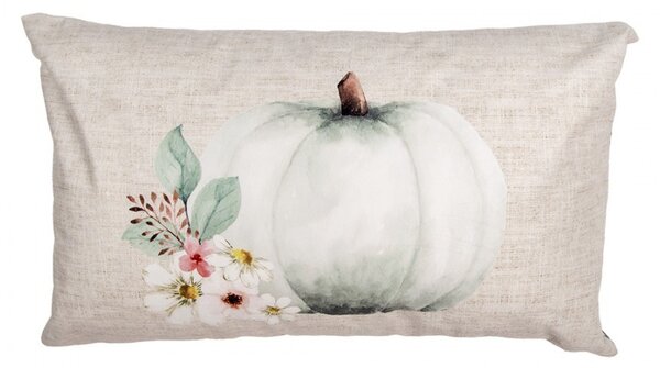 Béžovo-sivá obliečka na vankúš s tekvicou a kvetmi Country Style Pumpkin - 30*50 cm - Clayre & Eef