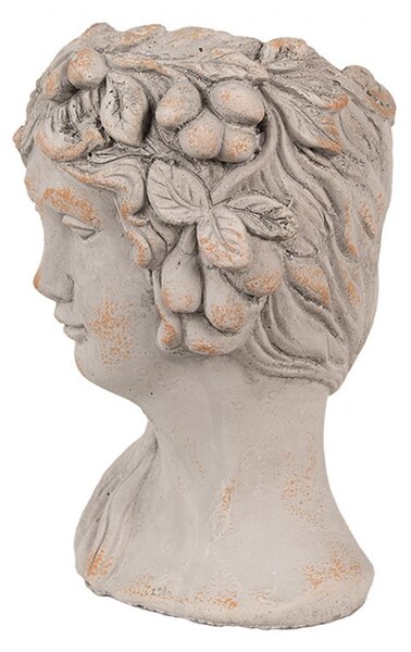 Sivý kvetináč hlava ženy - 22*20*30 cm - Clayre & Eef