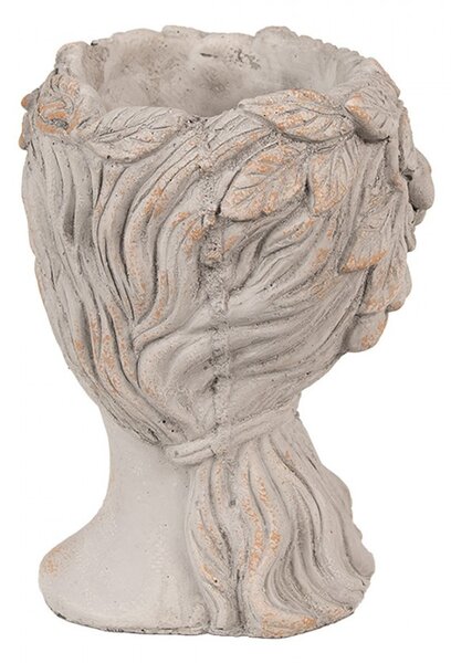 Sivý kvetináč hlava ženy - 22*20*30 cm - Clayre & Eef