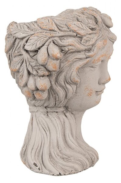 Sivý kvetináč hlava ženy - 22*20*30 cm - Clayre & Eef