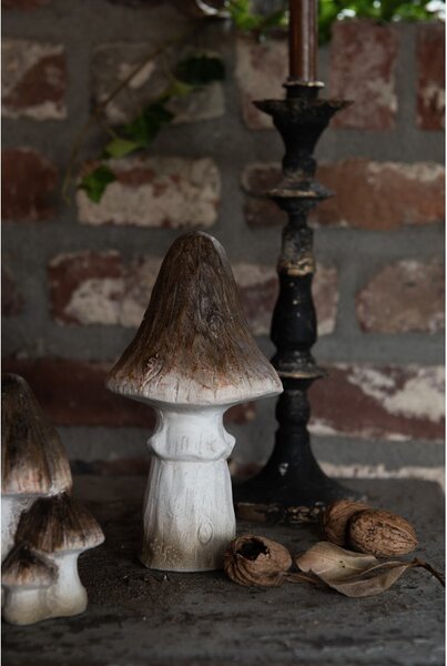 Béžovo-hnědá keramická dekorace houba Houba - Ø 12*22 cm - Clayre & Eef