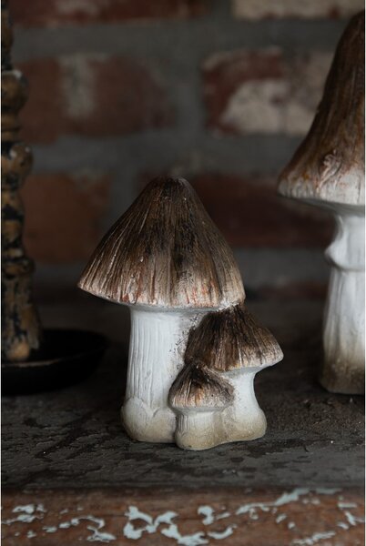 Béžovo-hnědá keramická dekorace houby Mushroom - 10*8*13 cm - Clayre & Eef
