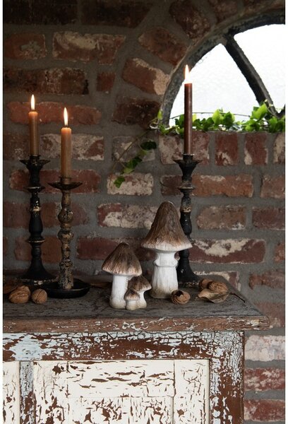 Béžovo-hnědá keramická dekorace houby Mushroom - 10*8*13 cm - Clayre & Eef