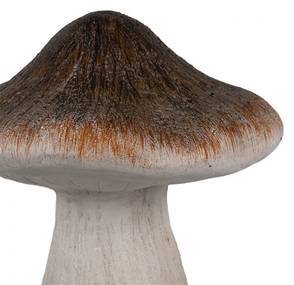 Béžovo-hnědá keramická dekorace houba Houba - Ø 11*12 cm - Clayre & Eef