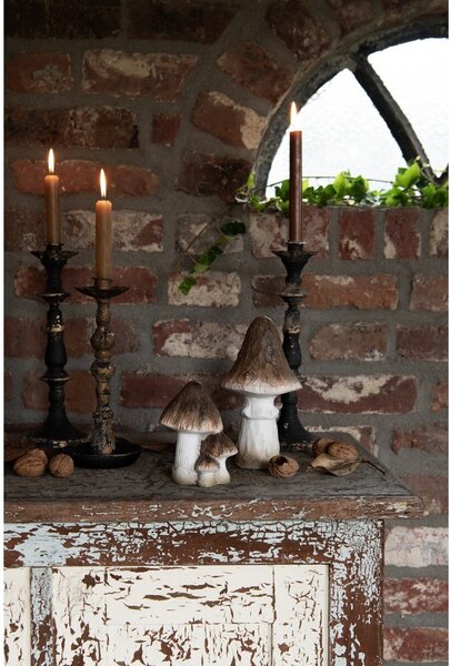 Béžovo-hnědá keramická dekorace houba Houba - Ø 12*22 cm - Clayre & Eef