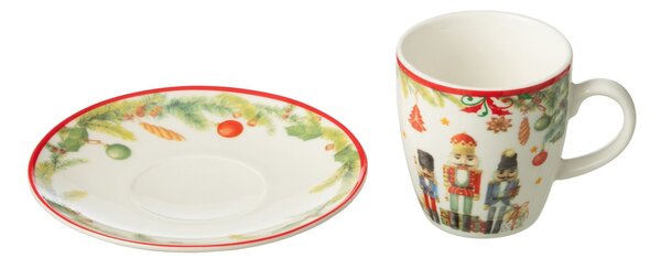 4ks šálka s tanierikom s Luskáčikmi Chris Nutc v krabičke - 5*10*6 cm / 80 ml - J-Line by Jolipa