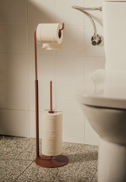 Kovový samostatne stojaci držiak na toaletný papier Malaga Oxidovaná červená